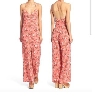 LEITH floral jumpsuit slim fit tie front